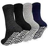 PUTUO ABS Rutschfeste Socken für Herren: Stoppersocken Männer Antirutsch Socken mit Noppen Herren Baumwolle Sport Noppensocken Rutschsocken 43-46 Schwarz 4 Paar