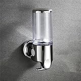 Hadme Seifenspender Wandbefestigung, Shampoo Duschgel Spender Set Wand Hängend Ohne Bohren für Dusche, Wall Soap Dispenser mit Wandhalterung, Duschgelspender Wandmontage für Bad（Clear, 500ml）