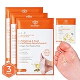 Modelones Hornhaut Entfernen Fußmaske - Premium Hornhaut Socken Fussmaske 3 Paar + 3 Pcs Kollagenserum für Weiche Füße, Fuß Foot Peel Mask Fußpeeling - Effektive Fußpflege Anti Hornhaut Socken