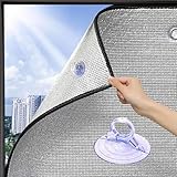 DZHTUF Aluminium-Isolierfolie, Wärmereflektierende Fensterfolie, 8mm Dicke Sonnenschutzfolie, Sichtschutz-Fensterfolie, Verdunkelungsfolie, Mit Saugnäpfen,W×H-55x80cm/22x31in