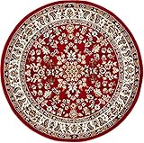 andiamo Teppich Oriental - Wohnzimmerteppich - orientalische Deko - Teppich Schlafzimmer pflegeleicht mit zeitlosem orientalischem Muster 120 cm Rund Rot