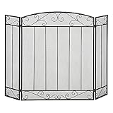 HOMCOM Funkenschutzgitter, 3-teilige faltbares Kaminschutzgitter, Kamin Funkenschutz, Feuerschirm, Kaminfunkenschutz, Ofenschutzgitter, Stahl, 105 x 80,5 cm, Schwarz