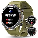 WalkerFit Smartwatch Herren mit Telefonfunktion, 1.43' AMOLED Militär Robuste Smartwatch, Outdoor Sportuhr mit Herzfrequenz/SpO2, 60 Tage Extra Lange Batterie, Wasserdicht für Android iOS, Salbei