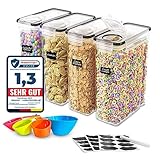 GRANDAT Vorratsdosen - Set (4x 4L) BPA frei Kunststoff -Vorratsdosen luftdicht mit deckel - küche aufbewahrung für Nudeln - Schüttdose Müsli, Reis, Mehl, Getreide, cornflakes usw