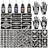 Moricher Temporäre Kits 5 Tinte 102 Schablonen Semi-permanente Markers für Frauen, Männer, Kinder, DIY-Kunst, Malerei Partygeschenke