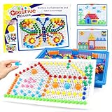 Wvu & Wvo Mosaik Steckspiel für Kinder, Kinderspiel zum Farbenlernen, Steckmosaik mit 296 Steckperlen, Kreative Puzzlespiele für Jungen Mädchen ab 3 Jahre Geburtstagsgeschenk