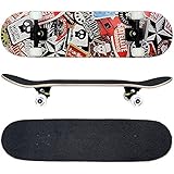FunTomia Skateboard mit ABEC-9 Kugellager Rollenhärte 100A und 100% 7-lagigem kanadisches Ahornholz Skate Board mit Kicktail