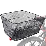 BINOTHINK Fahrradkorb Hinten, Metall Groß Fahrrad Korb Stabil Hinten, Fahrradkorb Gepäckträger Korb mit Montagezubehör für Kleiner Hund Einkaufen Picknick Fahrradkorb Schulranzen (M)