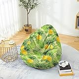 Odot Sitzsack, 3D Fruchtmuster Sitzsack Bezug, Sitzsack Bezug Ohne Füllung, Komfortabler Abnehmbarer Bean Bag, Outdoor Sitzsack für Indoor Outdoor Living Room Decor (Ananas,90x110cm)