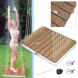 @tec Gartendusche Aussendusche aus WPC, im Holz Look, Mobile Bodendusche Campingdusche, Sauna- & Pool-Dusche mit Bodenplatte für den Garten, Outdoor Shower - eckig 70x55cm