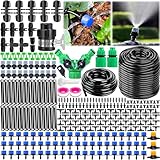 MOYKSRR 387 Pcs Bewässerungssystem Garten, 15m + 55m Bewässerung Kit, Automatik Bewässerung Kit, Tröpfchenbewässerung Bewässerungssystem, DIY Gartenbewässerung für Pflanzen Garten Gewächshaus Blumen