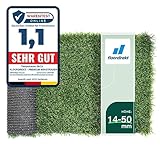 Floordirekt Kunstrasen Outdoor Rasenteppich Meterware - Grasteppich - Rollrasen - Kunststoffrasen - Rasen für Balkon & Garten Rasen Teppichboden für Außen nach Maß 14mm Höhe, Riviera 100x100 cm