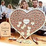 Neamon Hochzeit Gästebuch aus Holz Herzform Alternative Gästebuch Geburtstag Taufe Graduierung Dekoration Holz Puzzle mit 83 Holzherzen 1 Zeichen Stift Set (Rötlichbraun)