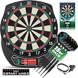 KESSER® Elektronische Dartscheibe Profi Set - E Dartboard mit 15 Dartpfeile + 35 Pro Flights 100 Pfeilspitzen + Zubehör Dart für 1 bis 8 Spieler