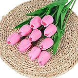 Künstliche Tulpen, künstliche Blumen mit Stielen, fühlt sich echt an, für künstliche Blumenarrangements, Hochzeitsdekoration, Tischdekoration, 10 Stück