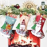 Nikolausstrumpf Kinder 3er Set, Klein Jute Weihnachtsstrumpf Kamin Weihnachtssocken Personalisiert Weihnachten Deko, Nikolausstiefel zum Befüllen und Aufhängen Weihnachtsstrümpfe für Weihnachtsdeko