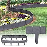 Yznahre 5 m Rasenkante in Steinoptik Anthrazit Beetumrandung Mähkante Randsteine Beeteinfassung Gartenzaun aus Kunststoff, 1 Element (L x H): 25 x 23 cm, 20 Stücke