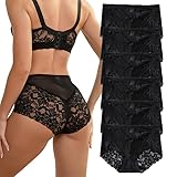 HiaLegion Damen Slip Spitze Sexy Unterwäsche Frauen Hipster Damen Schöne Unterwäsche Slips Hohe Tailen Cheeky Underhosen Damen Slips Mehrpack Taillenslip M