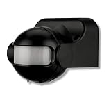 REV Bewegungsmelder aussen - IP44, Leuchtdauer & Helligkeitsempfindlichkeit einstellbar, LED geeignet, Reichweite 12m/180°, vertikal verstellbar, schwarz