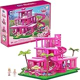 BARBIE THE MOVIE - MEGA Puppenhaus für Filme Fans, ,Konstruktionsspielzeug für Erwachsene, Nachbildung des Traumhauses, enthält 4 kleine Puppenr, HPH26