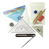 Boot-Akademie Navigationsset SBF See – Navigationsbesteck mit Kursdreieck (24 cm), Marinezirkel, Kompass, Anlegedreieck, Lupe & Basics inkl. 25 € Gutschein | Ausbildung & Praxis