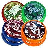 com-four® 4x YoYo mit Blinklicht - LED Yo Yo Kinder und Erwachsene - Anfänger YoYo zum Erlernen cooler Tricks - Super Tornado - Super Jojo [Farbe variiert]