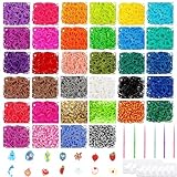 GIAK Loom Bänder Set Loom Rubber Bands Kit 15500 Pcs Loom Bands Set für Armbänder 34 Farben Mit Accessoires DIY Bunt Gummibänder für Kinder Mädchen Jungs