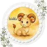Für den Geburtstag ein Tortenbild, Zuckerbild mit Motiv, Essbares Foto für Torten, Tortenbild, Tortenaufleger Ø 20cm FONDANT Sternzeichen WIDDER Nr. Q 56