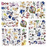 Temporäre Tattoo Set Kinder Tattoos für Sonic the Hedgehog,4 Blätter Kindertattoos Aufkleber Stickers für Geschenktüten Kindergeburtstag Mitgebsel Mädchen Jungen…