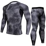 GUOCU Fitness Kleidung Set 2 Stück Männer Athletic Fitness Sport Anzug Kompression Set Funktionswäsche, Laufhose Tights Herren Leggings Sport Shorts,Schwarz2,M