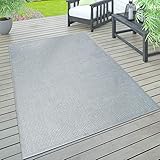 Paco Home In- & Outdoor Teppich, Terrasse u. Balkon, Wetterfest Einfarbig Mit Struktur, Grösse:200x280 cm, Farbe:Grau