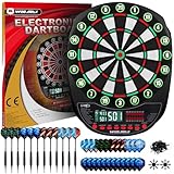 WIN.MAX Elektronische Dartscheibe Profi Set 34 Games mit 354 Varianten 3 Sprachen: Deutsch, Englisch, Französisch Grün und Rot mit Lichtern