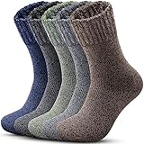 Reamphy 5 Paar Wollsocken Herren, Thermosocken Warme Socken Herren, Dicke Winter Kuschelig Wollsocken Outdoor Wandern Wintersocken für Herren 39-46