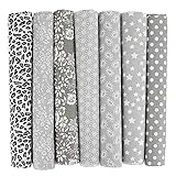 Baumwollstoff Stoffpakete,7 Stück 50 x 50cm Stoffe zum Nähen Patchwork DIY Stoffpaket DIY Baumwolltuch Meterware Stoffe Stoffreste Stoffpaket für Kleidung,Bettwäsche,Vorhänge,Tischdecken - Grau
