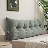 Generisch Rückenkissen Bett 180 cm Cord, Leseknochen Erwachsene Waschbar, Kopfteil Keilkissen Für Sofa, Mit Abnehmbarem Bezug Und Seitenfach, Dreieckiges Wandkissen Lendenkissen,Grün,40x 200cm