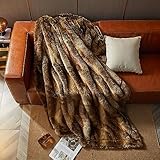 HOMFINE Luxuriöse Kunstfelldecke Felldecke Kunstfell - Kuscheldecke Flauschig Fellimitat Decke Webpelzdecke Pelzdecke Wohndecke Kunstpelz für Couch Bett, 130x150 cm, Braun
