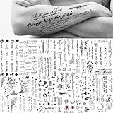 IORIKYO 12 Blatt Realistisch Inspirierende Worte Zitate Temporäre Tattoo Damen Frauen Männer Herren Klebetattoos Erwachsene, Unterarm Glaube Waffe Fake Tattoos Zum Aufkleben Auf Die Haut Sets Vorlagen