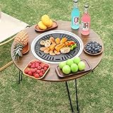 Neuer Holzkohlegrilltisch,Faltbarer Und Einfacher Outdoor-Bbq-Grill. Kleine Couchtische Mit Doppeltem Verwendungszweck FüR Terrasse,Garten,Picknicks,Camping Und Kochen Im Hinterhof(A)