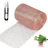 Kupferband Gegen Schnecken Schneckenzaun Kupfernetz 127mm*12m kupfergewebe Schneckenschutz mit Schere Reinem Kupfer Destillieren Kupfergitterrolle Pflanzenschutz für Haus und Garten