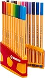 STABILO - Fineliner - point 88 ColorParade - 20er Tischset in rot/orange - mit 20 verschiedenen Farben und Hängelasche