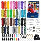 MONOBIN Paracord, 550 Paracord-Kombi-Set - multifunktionale Paracord-Seile und komplettes Zubehör für Paracord-Armbänder, Schlüsselbänder, Hundehalsbänder (36 Colors-C)