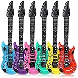 Schramm® 6 Stück Luftgitarren Bunt 100cm in 6 Farben Luft Gitarre Air Guitar aufblasbar 6er Pack
