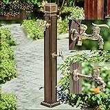 XRRJFYH Wassersäule Garten Wasserhahn Säule Wasserentnahmestelle Wasserhahn Garten Auslaufhahn Frostsicherer Außenwasserhahn (Color : Column with 2 carved faucets, Size : 110cm)