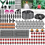 Garten BewässerungsSystem, 340Pcs Garten Bewässerung Kit,55M+15M Bewässerungsrohre,Automatik Tröpfchenbewässerung Gartenbewässerung Misting Kühlsystem für Landschaft,Flower Bed und Terrasse Pflanzen