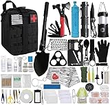 LONER OUTDOORS Original Survival Kit, 250 Stück Survival Gear Erste-Hilfe-Set mit MOLLE-System kompatibler Tasche und Notfallzelt – ideal für Erdbeben, Outdoor-Abenteuer, Wandern, Jagd, mittlere Größe