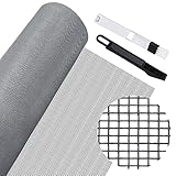 FIGFYOU Fliegengitter Meterware 120*250cm Fliegennetz Fiberglas Fliegengitter Fenster Insektenschutz Fliegenschutzgitter Gewebe Schneidbar Ersatznetz mit Fensterputzbürste für Fenster Dachfenster Tür