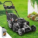 BRAST® Benzin Rasenmäher mit Antrieb | 5,2kW (7PS) | 55cm Schnittbreite | viele Modelle | TÜV | 30-80mm Schnitthöhe | 60L Fangkorb | 4 Takt OHV Motor | Stahlgehäuse | Speed