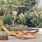 Hängematte Sonnenliege Holz Loungebett mit Dach Gartenmöbel Loungebett Outdoor Hängeliege Schwebeliege Gartenliege Sonnenliege Draußen 100x190x134 cm Bugholz Massiv Anthrazit