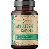 Apfelessig Kapseln Hochdosiert –210 Kapseln – Apple Cider Vinegar – 1000mg Apfelessig pro Tagesdosierung – 3,5 Monate Vorrat an Apfelessig Kapseln – vegan – ohne Zusätze – laborgeprüft