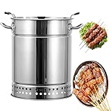 Tragbarer Holzkohlegrill – Edelstahl rauchfreier Grill Surround Vertikaler Smoker mit 20 Spießen und Zubehör Set, 360° Rundum-Braten, Ø 39,1 cm